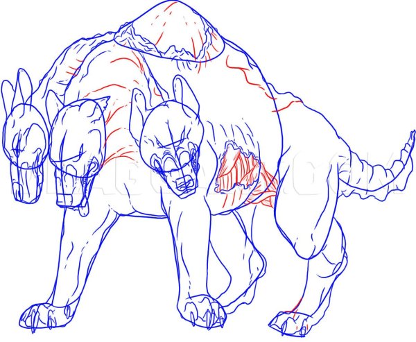 Цербер рисунок поэтапно