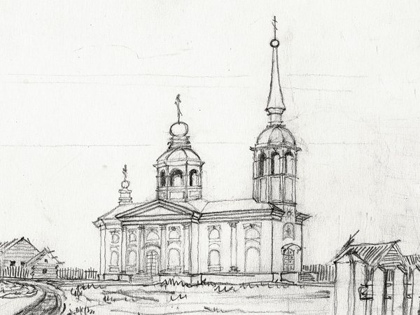 Великий Устюг Успенский собор набросок церкви