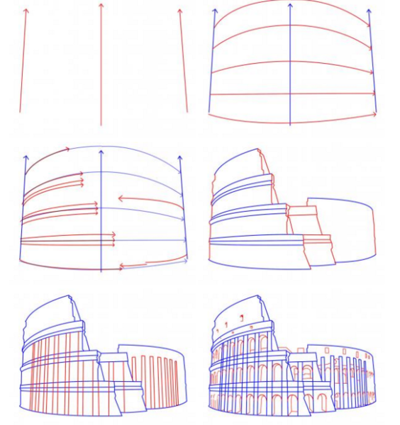 Поэтапное рисование Колизея