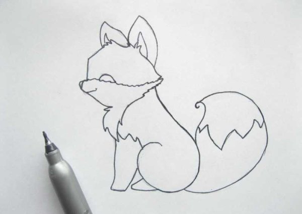Лиса рисунок карандашом для срисовки