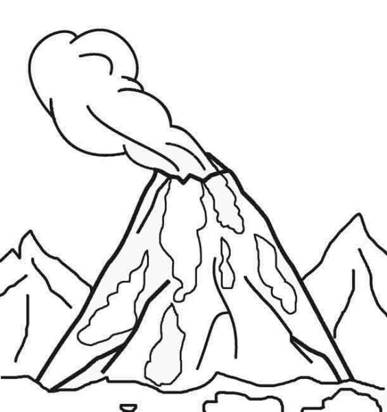 Вулкан раскраска для малышей