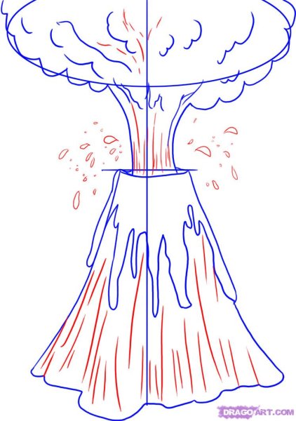 Вулкан рисунок