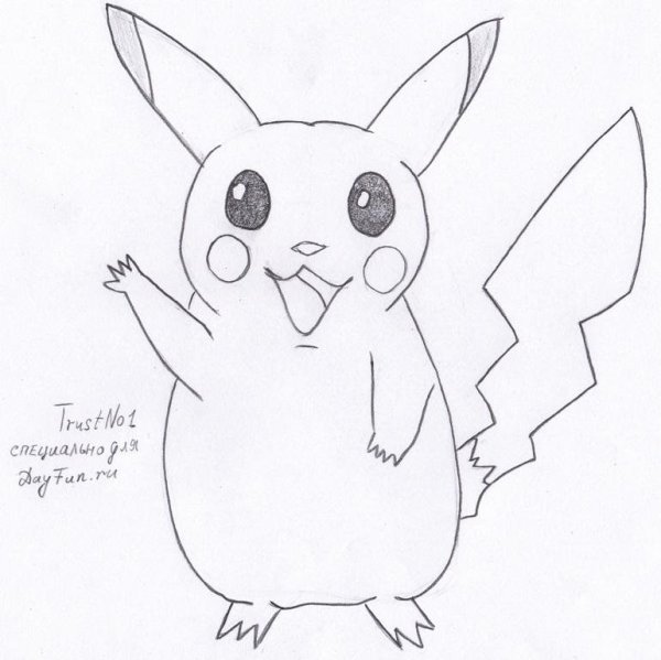 Нарисовать покемона Пикачу поэтапно