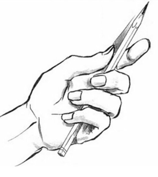 Набросок кисти руки с предметом