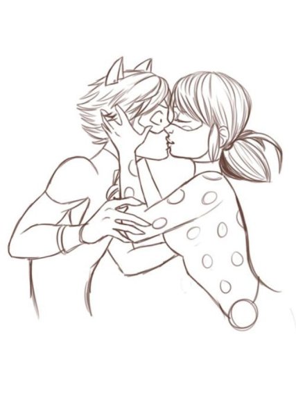 Раскраски Маринетт и Адриан