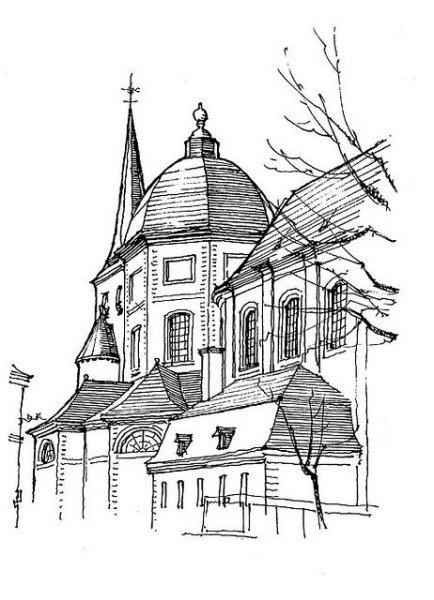 Городской пейзаж карандашом