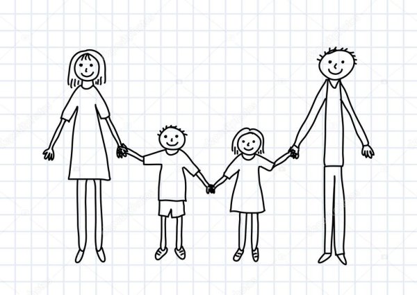 Рисунок моя семья карандашом