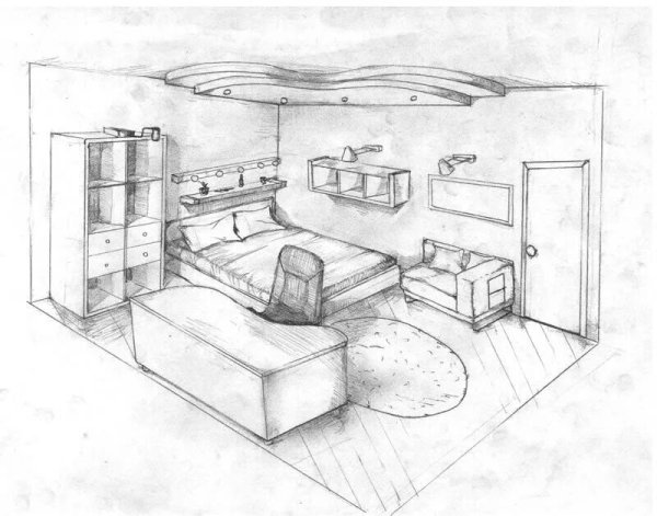 Набросок интерьера комнаты