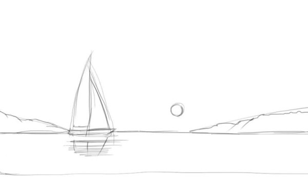 Пейзаж карандашом легкий