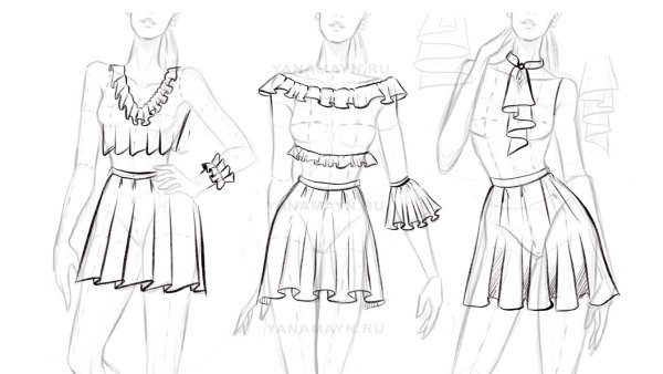 Эскизы складок на одежде