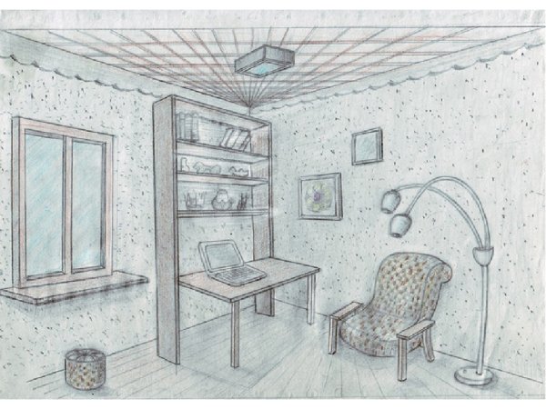 Рисование интерьера комнаты