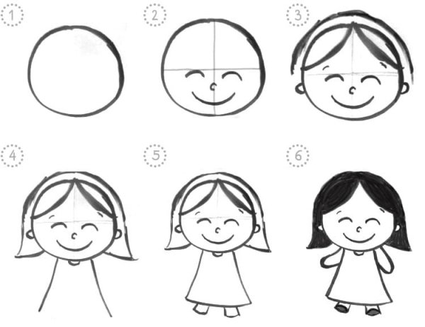 Скетч ребенка пошагово