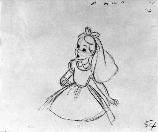 Уолт Дисней рисует Алису в стране чудес