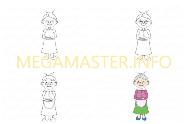 Поэтапное рисование бабушки