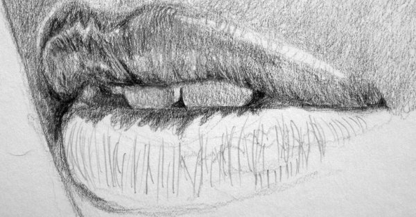 Губы рисунок штриховка