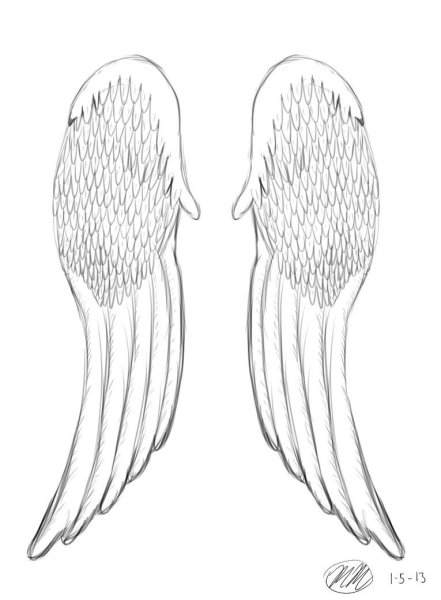 Рисование крыльев ангела