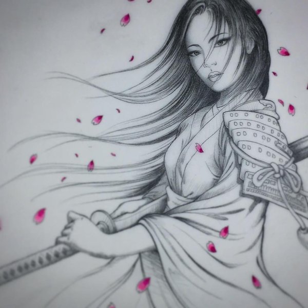 Девушка Самурай тату