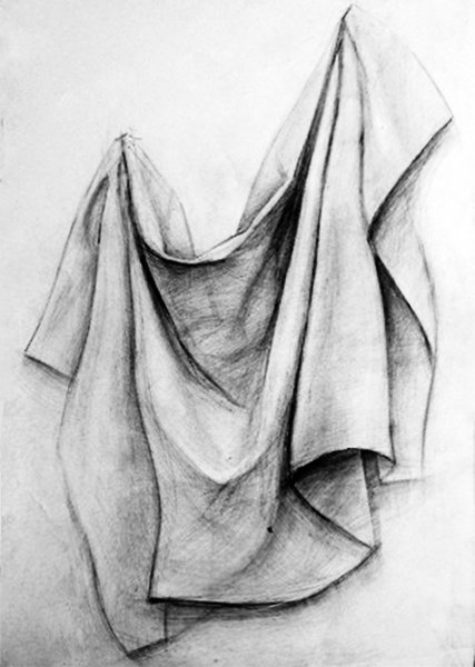 Драпировка ткани карандашом
