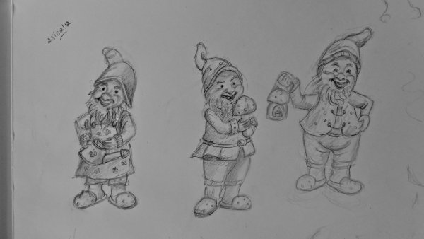 Эскиз гнома для рисования в детском