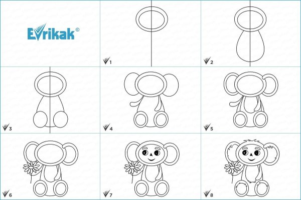 Нарисовать Чебурашку карандашом