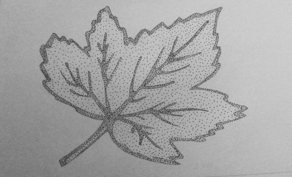Лист клена в стиле пуантилизма