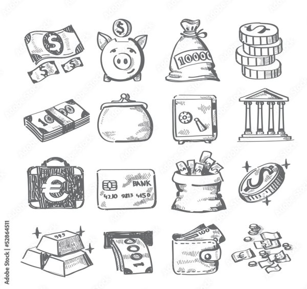 Рисунок денег для срисовки