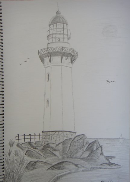 Маяк эскиз карандашом