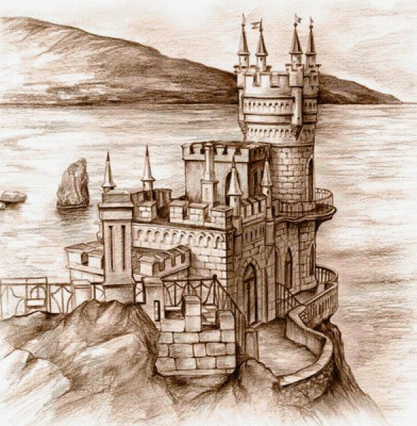 Ласточкино гнездо в Крыму рисунок
