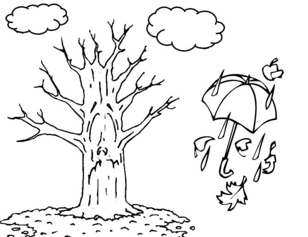 Осенний пейзаж карандашом