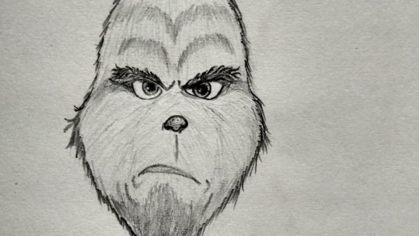 Рисунок Гринча простым карандашом