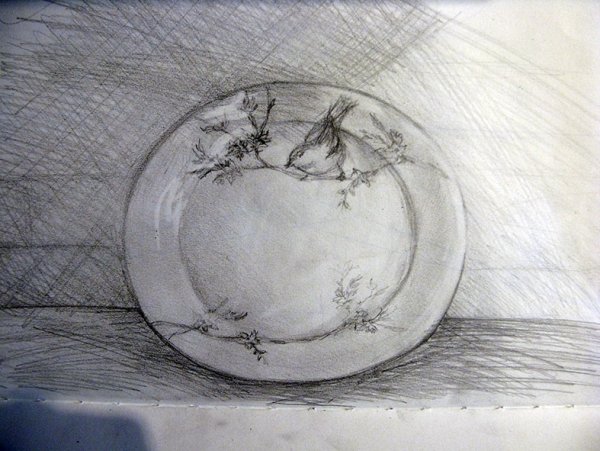 Тарелка эскиз карандашом