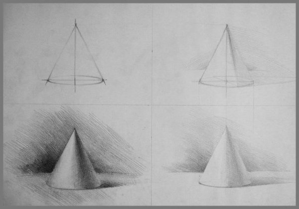 Конус рисунок карандашом