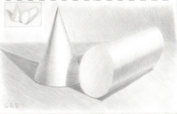 Цилиндр и конус штриховка