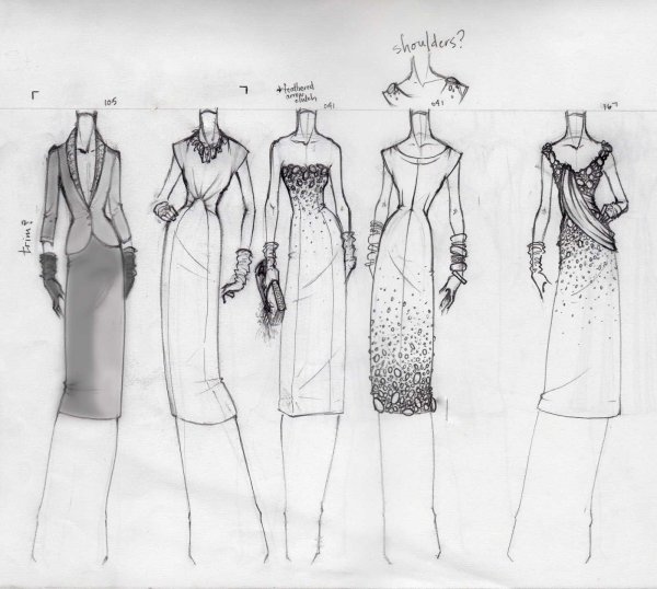 Платья для срисовки карандашом