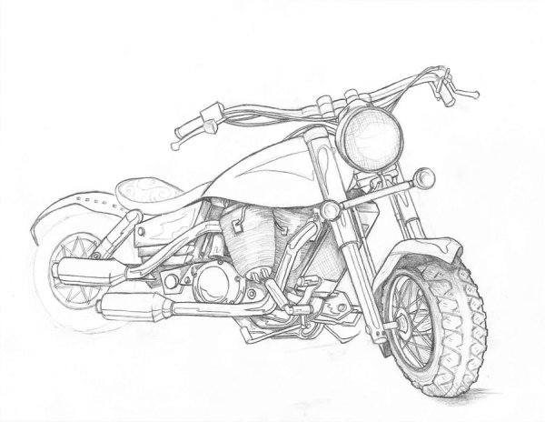 Мотоцикл срисовать