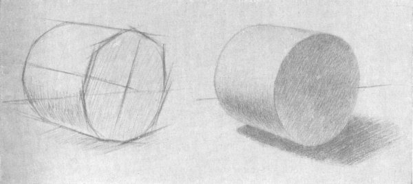 Цилиндр Академический рисунок штриховка