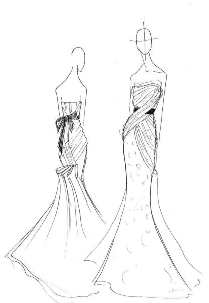 Девочка в платье рисунок карандашом