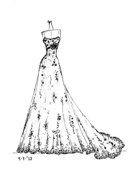 Платье рисунок карандашом