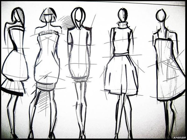 Рисунки карандашом платья для начинающих
