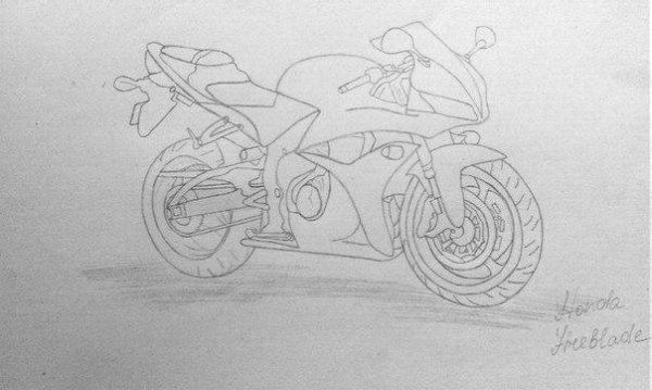 Рисунок мотоцикла карандашом для начинающих