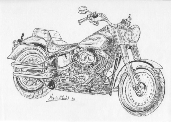 Скетч мотоцикла сбоку