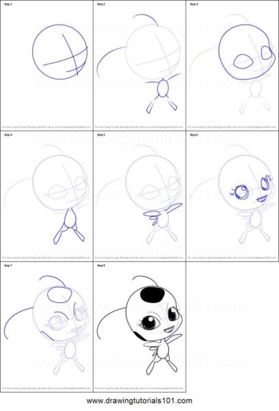 Поэтапный рисунок леди баг