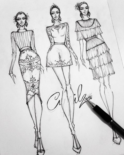 Эскизы одежды дизайнеров