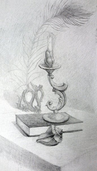Рисование подсвечника со свечой