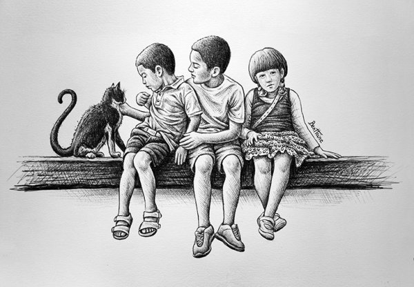 Подружки рисунок карандашом