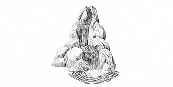 Рисунки водопада простым карандашом