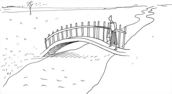 Мост через реку карандашом