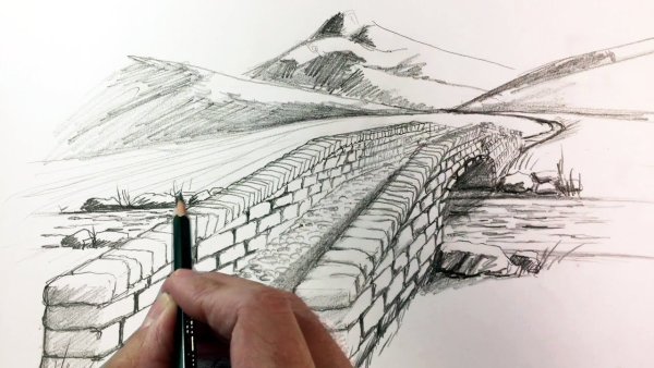 Перспектива рисование моста