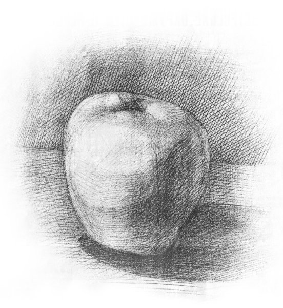 Натюрморт яблоко карандашом