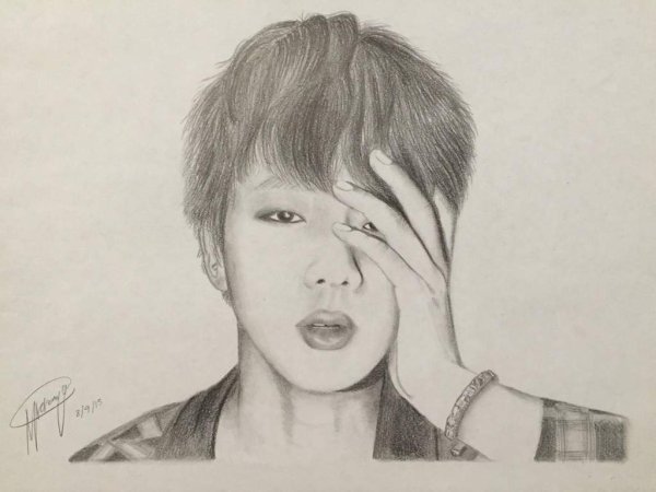 Пак Чимин портрет карандашом